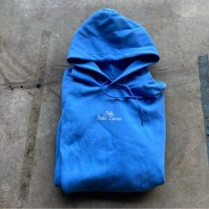 Ralph Lauren Sweater Sky Blue Spell Out Script Chain Stitch Polo Team